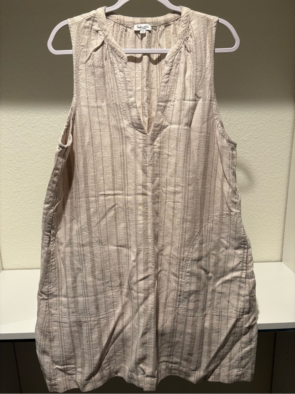 Splendid Sleeveless Neutral Stripe Tunic Dress XL